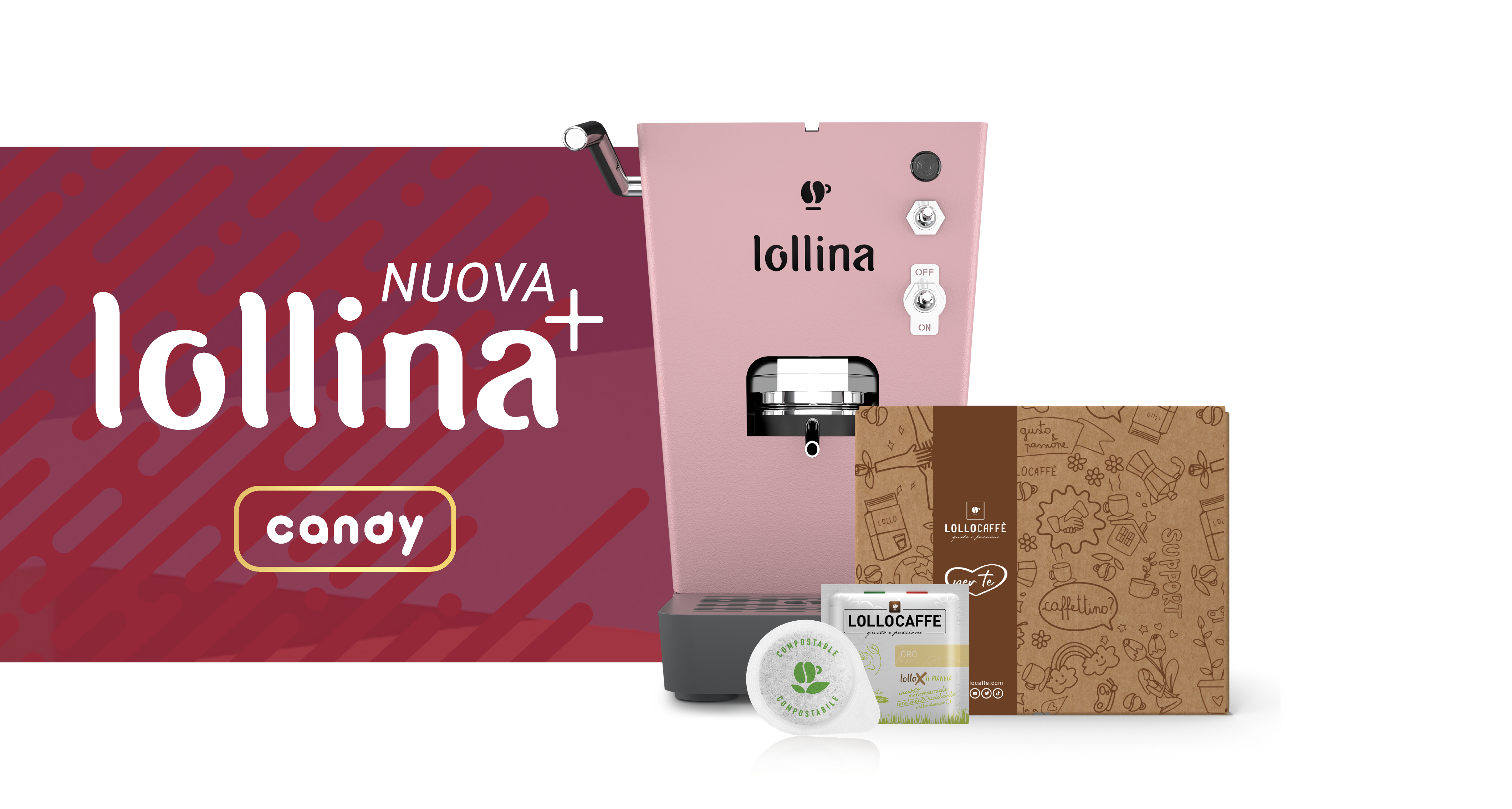 LOLLO CAFFE MACCHINA DA CAFFE' LOLLINA ROSA POP + 40 PODS